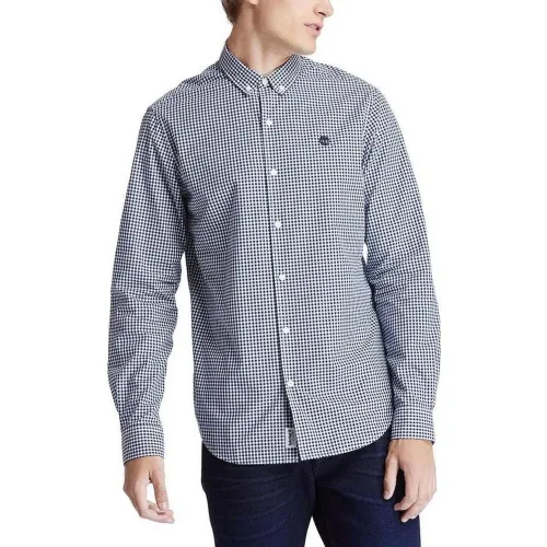 Timberland Micro Gingham Poplin Shirt Férfi Ing DX2-Blu