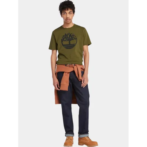 Timberland Tree Logo Short Sleeve Tee Férfi Póló 302-Dark Olive