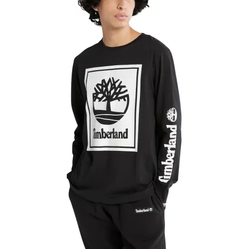 Timberland Ls Front Stack Logo Tee Timberland Ls Front Stack Logo Tee Férfi Hosszú ujjú póló N92-Blk