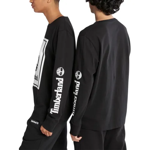 Timberland Ls Front Stack Logo Tee Timberland Ls Front Stack Logo Tee Férfi Hosszú ujjú póló N92-Blk