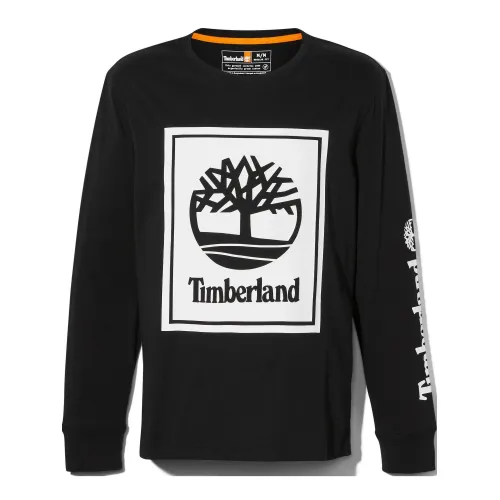 Timberland Ls Front Stack Logo Tee Timberland Ls Front Stack Logo Tee Férfi Hosszú ujjú póló N92-Blk
