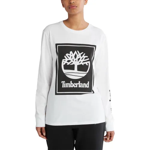 Timberland Ls Front Stack Logo Tee Timberland Ls Front Stack Logo Tee Férfi Hosszú ujjú póló P54-Wht