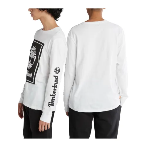 Timberland Ls Front Stack Logo Tee Timberland Ls Front Stack Logo Tee Férfi Hosszú ujjú póló P54-Wht