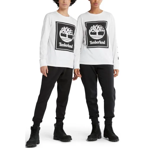 Timberland Ls Front Stack Logo Tee Timberland Ls Front Stack Logo Tee Férfi Hosszú ujjú póló P54-Wht