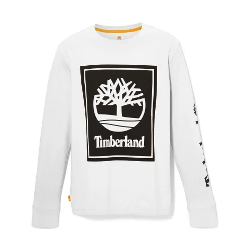 Timberland Ls Front Stack Logo Tee Timberland Ls Front Stack Logo Tee Férfi Hosszú ujjú póló P54-Wht