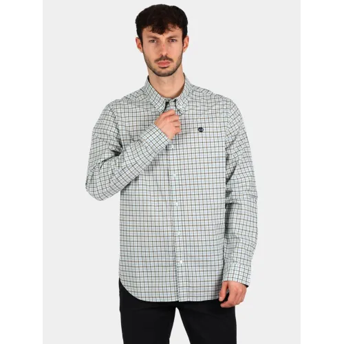 Timberland Stretch Poplin Gingham Shirt Férfi Ing EYN-Silver Blue