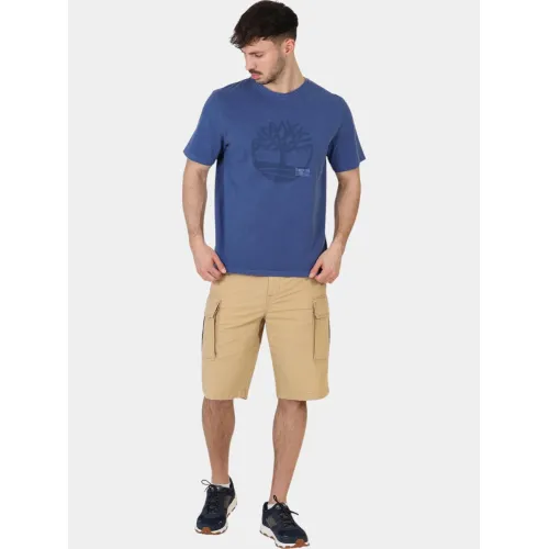 Timberland Garment Dye Logo Graphic Tee Férfi Póló 288-Dark Denim