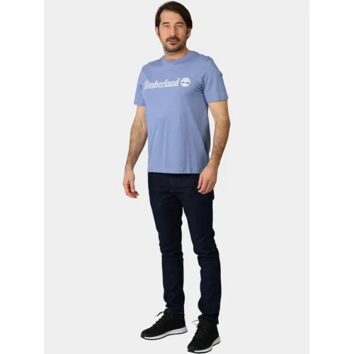 Timberland Linear Logo Short Sleeve Tee Férfi Póló B88-Stone Wash
