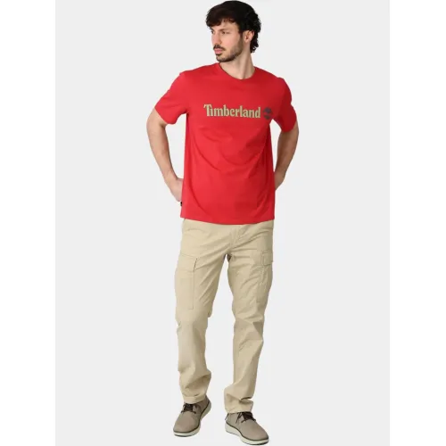 Timberland Linear Logo Short Sleeve Tee Férfi Póló N96-American Beauty
