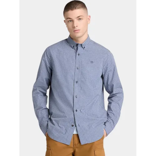 Timberland Micro Plaid Poplin Shirt Férfi Ing A7P-Stone Wash