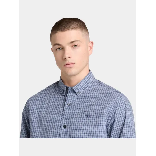 Timberland Micro Plaid Poplin Shirt Férfi Ing A7P-Stone Wash