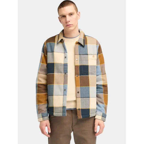 Timberland Sherpa Lined Plaid Overshirt Timberland Sherpa Lined Plaid Overshirt Férfi Utcai Kabát EI2-Dark Wheat B Yd