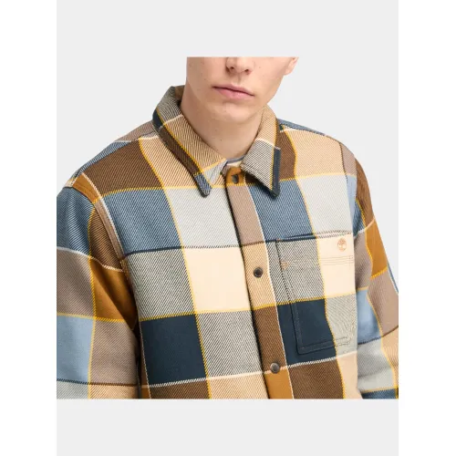 Timberland Sherpa Lined Plaid Overshirt Timberland Sherpa Lined Plaid Overshirt Férfi Utcai Kabát EI2-Dark Wheat B Yd