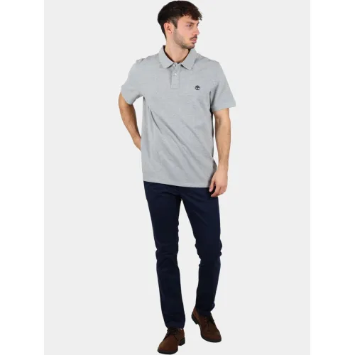Timberland Pique Short Sleeve Polo Férfi Galléros póló 052-Medium Grey Heather