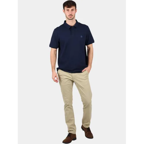 Timberland Pique Short Sleeve Polo Férfi Galléros póló 433-Dark Sapphire