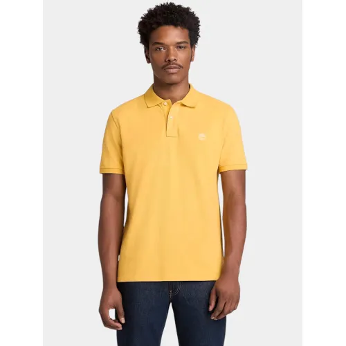Timberland Pique Short Sleeve Polo Férfi Galléros póló 714-Yolk Yellow