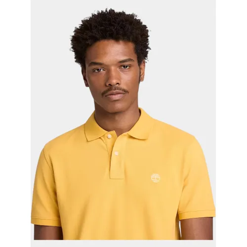 Timberland Pique Short Sleeve Polo Férfi Galléros póló 714-Yolk Yellow