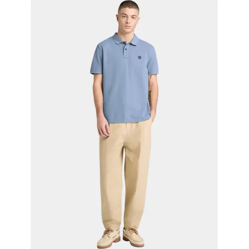 Timberland Pique Short Sleeve Polo Férfi Galléros póló B88-Stone Wash