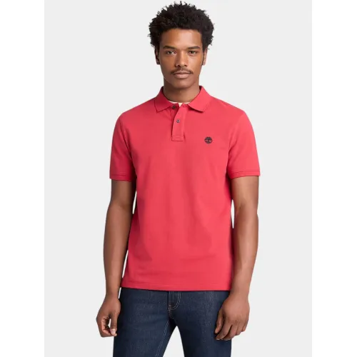 Timberland Pique Short Sleeve Polo Férfi Galléros póló N96-American Beauty