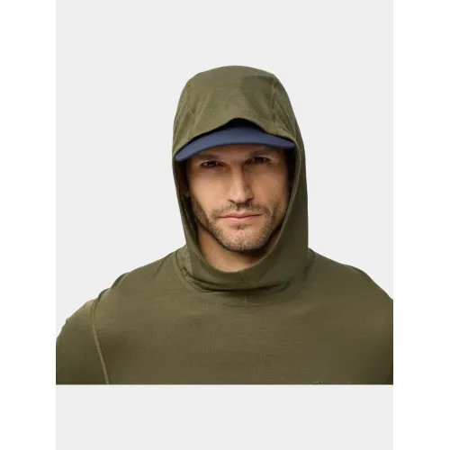 Fjallraven Abisko Wool Hoodie M Férfi Hosszú ujjú póló 625-Laurel Green