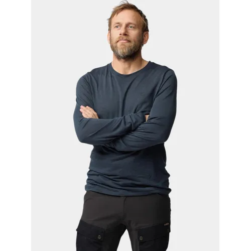 Fjallraven Abisko Wool LS M Férfi Sport felső 555-Dark Navy
