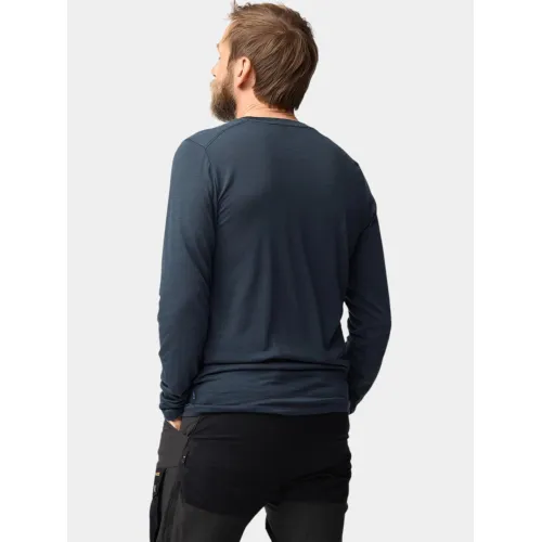 Fjallraven Abisko Wool LS M Férfi Sport felső 555-Dark Navy