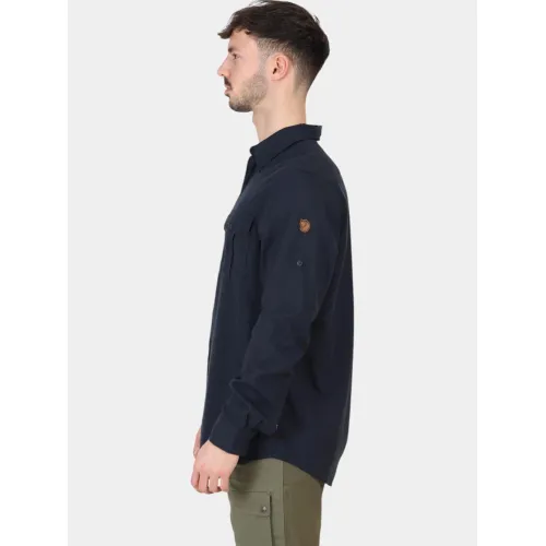 Fjallraven Övik Travel Shirt LS M Férfi Ing 555-Dark Navy