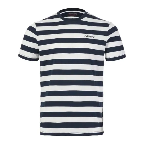 Musto M Classic Striped Ss Tee Férfi Póló 597-Navy
