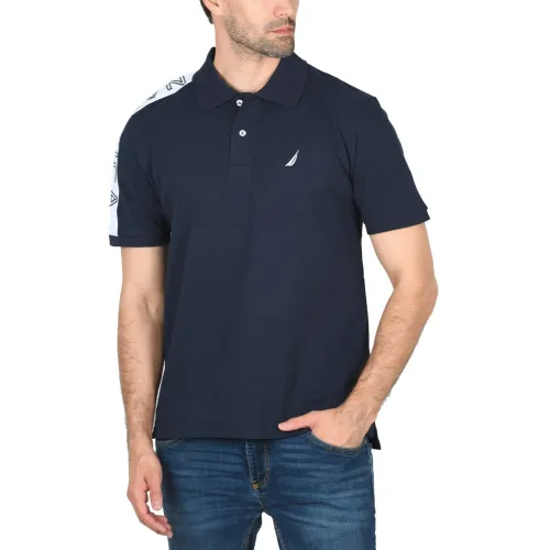Nautica Dawson Polo Shirt Férfi Galléros póló 459-Dark Navy