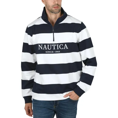 Nautica Foxen 1 Zip Top Férfi Hosszú ujjú póló 459-Dark Navy