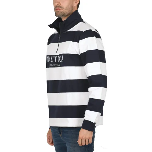 Nautica Foxen 1 Zip Top Férfi Hosszú ujjú póló 459-Dark Navy