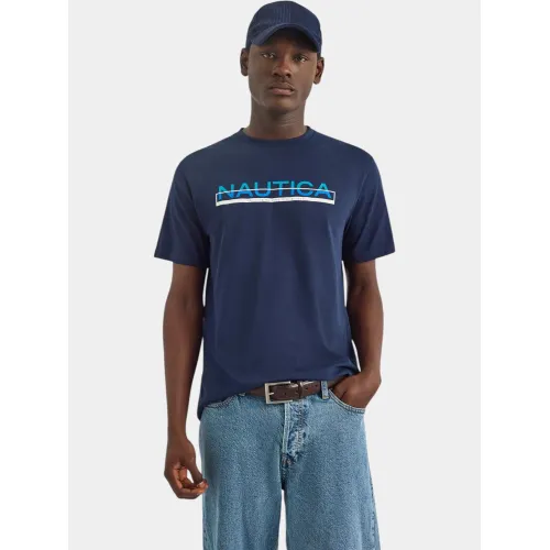 Nautica Koa SS T-Shirt Férfi Póló 459-Dark Navy