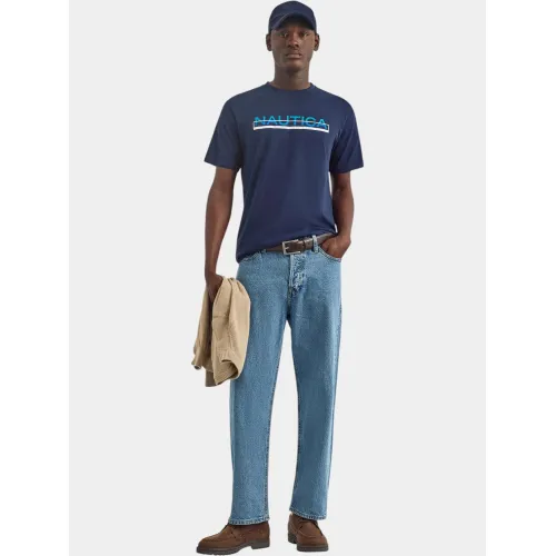 Nautica Koa SS T-Shirt Férfi Póló 459-Dark Navy