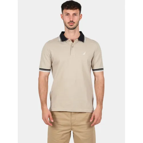 Nautica Bayer Polo Shirt Férfi Galléros póló 207-Latte