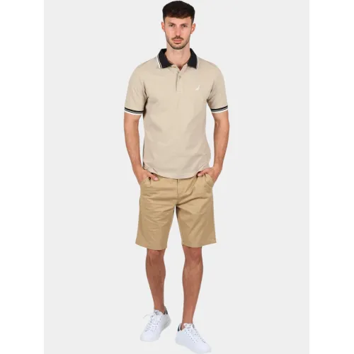 Nautica Bayer Polo Shirt Férfi Galléros póló 207-Latte