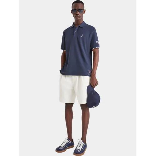 Nautica Azura Polo Shirt Férfi Galléros póló 459-Dark Navy