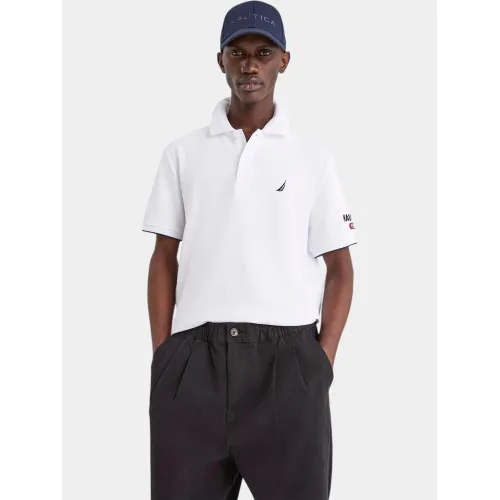 Nautica Azura Polo Shirt Férfi Galléros póló 908-White