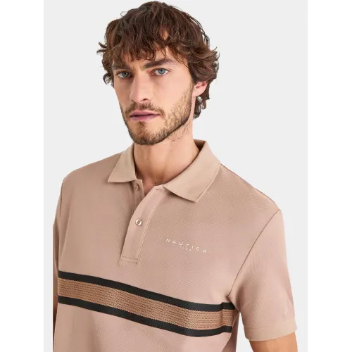 Nautica Espuma Polo Shirt Férfi Galléros póló 225-Taupe