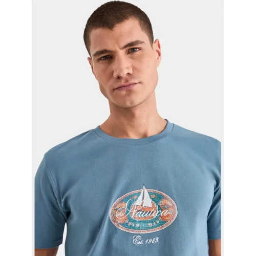 Nautica Mosa T-Shirt Férfi Póló 518-Teal