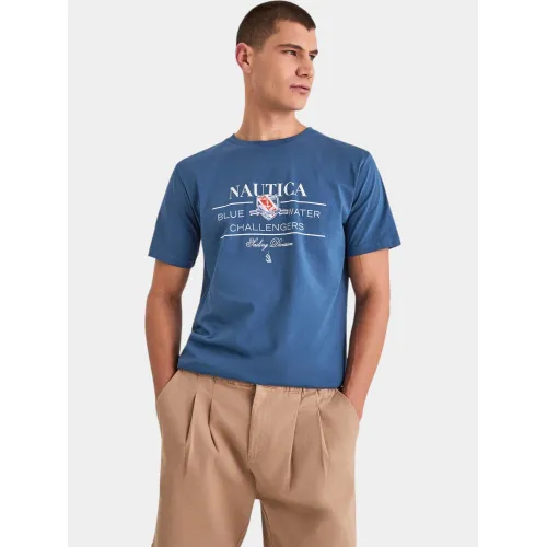 Nautica Timon T-Shirt Férfi Póló 456-Washed Denim