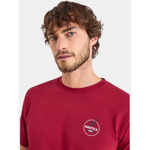 Nautica Narmada T-Shirt Férfi Póló 807-Dark Red