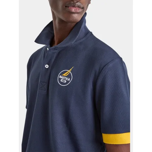 Nautica Godavari Polo Shirt Férfi Galléros póló 459-Dark Navy