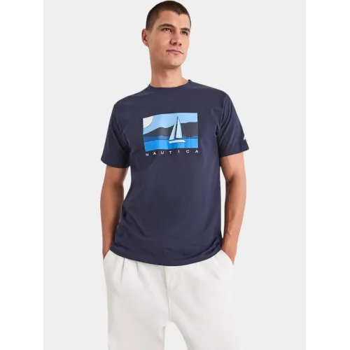 Nautica Tay T-Shirt Férfi Póló 459-Dark Navy