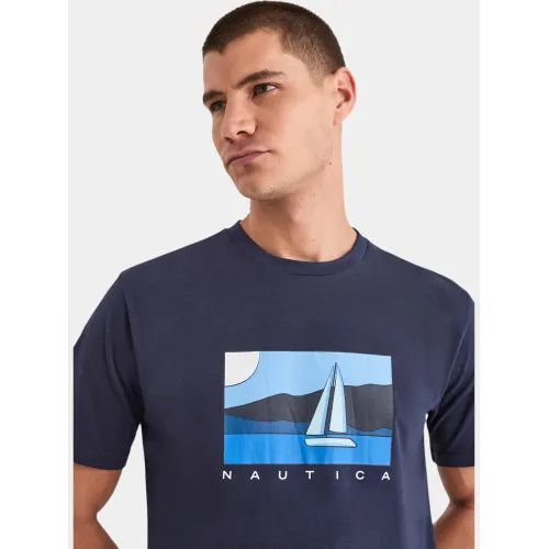 Nautica Tay T-Shirt Férfi Póló 459-Dark Navy