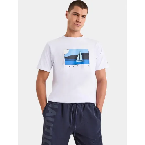 Nautica Tay T-Shirt Férfi Póló 908-White