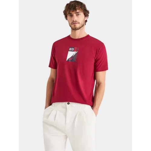 Nautica Tigris T-Shirt Férfi Póló 807-Dark Red