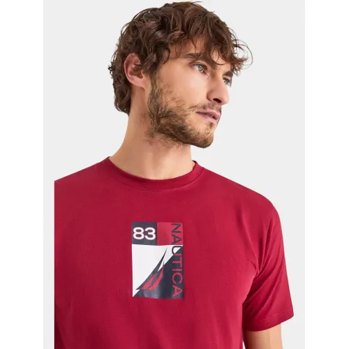 Nautica Tigris T-Shirt Férfi Póló 807-Dark Red