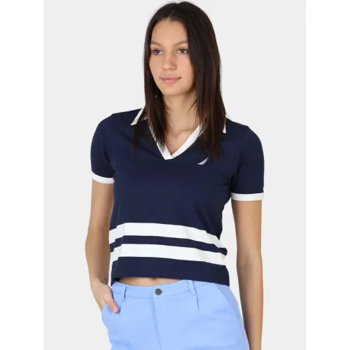 Nautica Sedum Polo Shirt Női Galléros Póló 459-Dark Navy