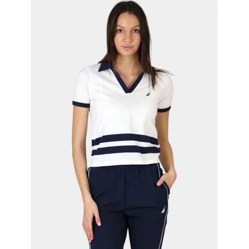 Nautica Sedum Polo Shirt Női Galléros Póló 908-White