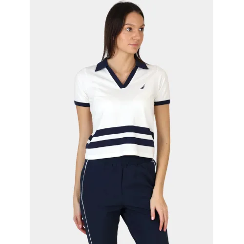 Nautica Sedum Polo Shirt Női Galléros Póló 908-White
